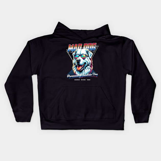 Mad Dog Pyrenean Mountain Dog Kids Hoodie by Miami Neon Designs